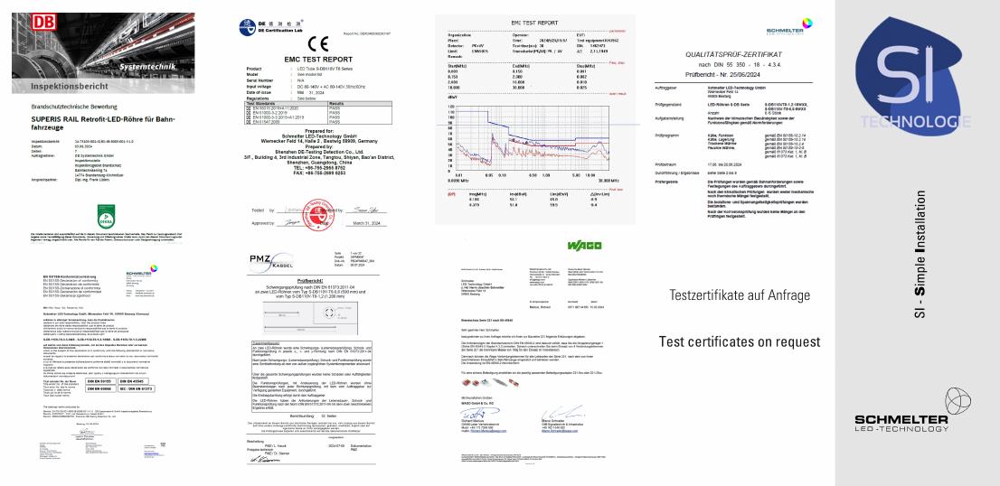 Übersicht vorhandener Prüf- und Zertifikatsunterlagen